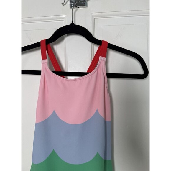 Mini Boden Cross-back Multi Colored Wave Pattern Girls Swimsuit Size 9-10Y NWT - Picture 2 of 8